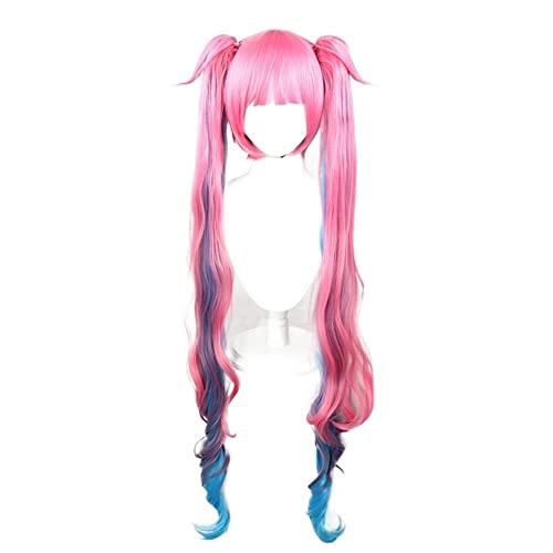 Perücken, Haare for Frauen, geschichtete Anime-Cosplay-Perücken, lange Doppelschwanz-Wellen-Perücken mit Pony, Party-Kostüm, Cosplay-Perücke for Frauen, perfekt for den Alltag von ZYPHYR