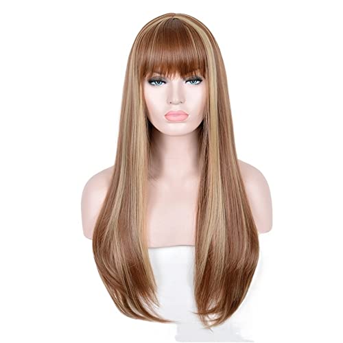 ZYPHYR Perücken Haare for Frauen Langes glattes Haar mit Pony Braun Mix Blonde Party Kostüm Cosplay Perücken for Frauen Mode for Party ZYPHYR Perücken Haare for Frauen Langes glattes Haar mit Pony Braun Mix Blonde Party Kostüm Cosplay Perücken for Frauen Mode for Party von ZYPHYR