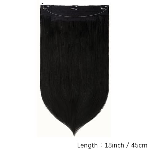 Clip-in-Haarteile für Frauen, Haarverlängerungen, Echthaar, einteilig, tiefschwarze Haarverlängerungen, 40,6–66 cm, glatte Haarverlängerungen, unsichtbare Drahtverlängerungen, Echthaar mit 3 Clips,Da von ZYRB-2020