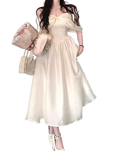 ZYSWCHB Vintage Elegant Strap One Pice Damen Kleid Yk2 Chic Dress 2023 Sommer Sogar Party Midi Kleider (Color : Midi Dress, Size : XL) von ZYSWCHB