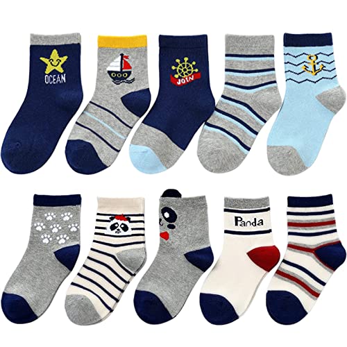 ZYUPHY 10 Paare Baby Socken Baumwolle Jungen Mädchen Kinder Socken Nette Bunte Karikatur Tier Neugeborenes Socken für Frühling Herbst Winter 0-7 Jahre von ZYUPHY