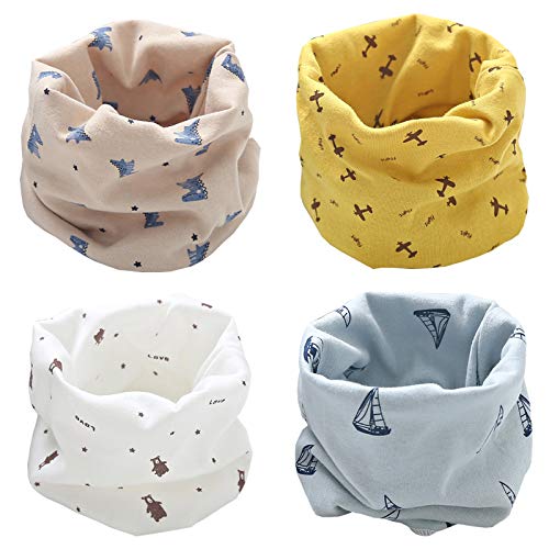 ZYUPHY Schlauchschal Kinder, 4 Stück Loop Schal Kinder Winter Baumwolle Halstücher Halstuch Nackenwärmer für Baby Jungen Mädchen Winddicht Warm Multifunktionstuch Rundschal für Winter Herbst Frühling von ZYUPHY