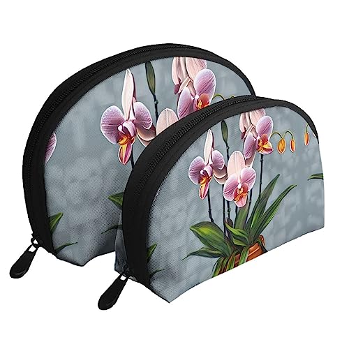 Blooming Orchids Tragbare Taschen Clutch, Mutter Und Kind Aufbewahrungstasche,Shell Form Münze Große Kapazität Geldbörse Aufbewahrung Für Kosmetik,Kleine Alltagsgegenstände, Weiss/opulenter Garten, von ZYVIA