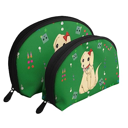 Cartoon Hund auf Gras Tragbare Taschen Clutch Beutel,Mutter Und Kind Aufbewahrungstasche,Shell Form Münze Große Kapazität Geldbörse Lagerung Für Kosmetik,Kleine Alltagsgegenstände, Weiss/opulenter von ZYVIA