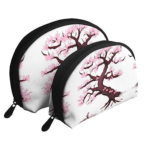 Cherry Blossoms Tree Portable Bags Clutch Pouch,Mother And Child Storage Bag,Shell Shape Coin Large Capacity Purse Storage For Cosmetics,Small Everyday Items, Weiss/opulenter Garten, Einheitsgröße von ZYVIA