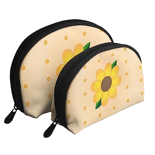 Goldene Sonnenblume Tragbare Taschen Clutch Beutel,Mutter Und Kind Aufbewahrungstasche,Shell Form Münze Große Kapazität Geldbörse Lagerung Für Kosmetik,Kleine Alltagsgegenstände, Weiss/opulenter von ZYVIA