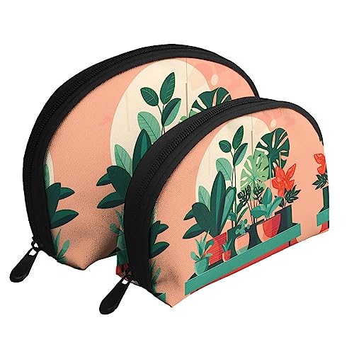 Indoor Topf Grünpflanzen Tragbare Taschen Clutch Beutel,Mutter Und Kind Aufbewahrungstasche,Shell Form Münze Große Kapazität Geldbörse Lagerung Für Kosmetik,Kleine Alltagsgegenstände, Weiss/opulenter von ZYVIA