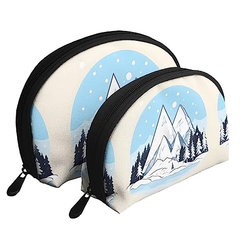 Schneebedeckte Berge Tragbare Taschen Clutch Beutel,Mutter Und Kind Aufbewahrungstasche,Shell Form Münze Große Kapazität Geldbörse Lagerung Für Kosmetik,Kleine Alltagsgegenstände, Weiss/opulenter von ZYVIA