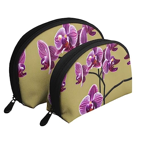 Schöne Orchideen Tragbare Taschen Clutch Beutel,Mutter Und Kind Aufbewahrungstasche,Shell Form Münze Große Kapazität Geldbörse Lagerung Für Kosmetik,Kleine Alltagsgegenstände, Weiss/opulenter Garten, von ZYVIA