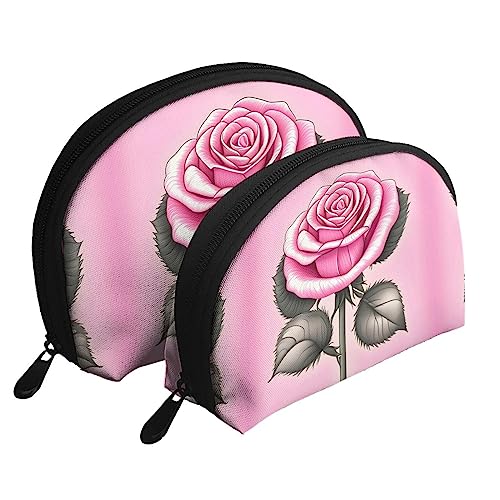 Schöne rosa Rosen tragbare Taschen Clutch, Mutter und Kind Aufbewahrungstasche,Shell Form Münze Große Kapazität Geldbörse Lagerung Für Kosmetik,Kleine Alltagsgegenstände, Weiss/opulenter Garten, von ZYVIA