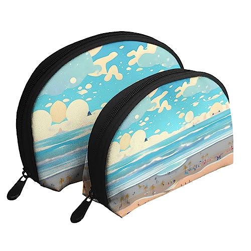 Strand Cartoon Tragbare Taschen Clutch Beutel,Mutter Und Kind Aufbewahrungstasche,Shell Form Münze Große Kapazität Geldbörse Lagerung Für Kosmetik,Kleine Alltagsgegenstände, Weiss/opulenter Garten, von ZYVIA