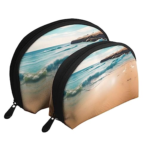 Strandlandschaft Tragbare Taschen Clutch Beutel,Mutter Und Kind Aufbewahrungstasche,Shell Form Münze Große Kapazität Geldbörse Lagerung Für Kosmetik,Kleine Alltagsgegenstände, Weiss/opulenter Garten, von ZYVIA