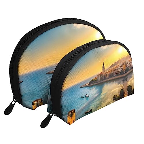 Sunset In Barcelona Tragbare Taschen Clutch Beutel,Mutter Und Kind Aufbewahrungstasche,Shell Form Münze Große Kapazität Geldbörse Lagerung Für Kosmetik,Kleine Alltagsgegenstände, Weiss/opulenter von ZYVIA