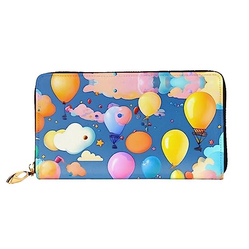 ZYVIA Bunte Ballon-Ledergeldbörse, lange Clutch-Geldbörse, weiches Material, Reißverschluss-Design, Anti-Verlust-Geld, 12 Bankkartenfächer, leicht, wasserdicht und langlebig für das stilvolle Mädchen, von ZYVIA