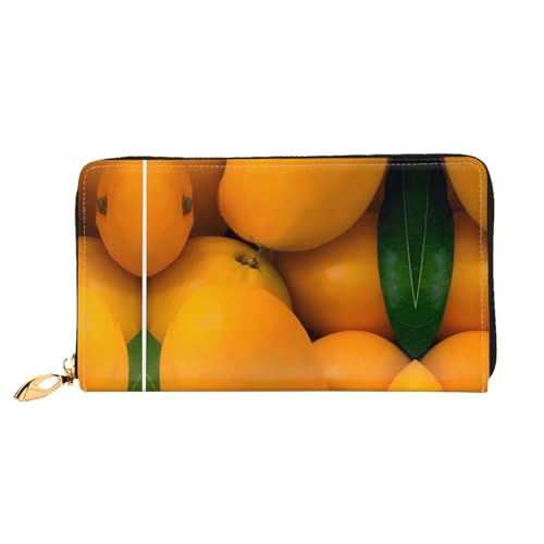 ZYVIA Fresh Mangoes Modische doppelseitig bedruckte Leder lange Brieftasche multifunktionale Damen Geldbörse Kunstleder große Kapazität weich, Schwarz , Einheitsgröße von ZYVIA