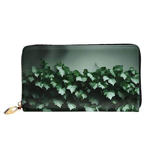 ZYVIA Green Creeper Ledergeldbörse, lange Clutch, weiches Material, Reißverschluss-Design, Anti-Verlust-Geld, 12 Bankkartenfächer, leicht, wasserdicht und langlebig für das stilvolle Mädchen, Schwarz, von ZYVIA