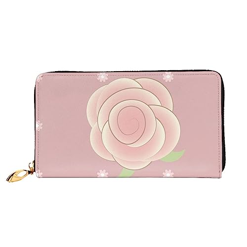 ZYVIA Leder-Geldbörse mit Cartoon-Rosen, lange Clutch-Geldbörse, weiches Material, Reißverschluss-Design, Anti-Verlust-Geld, 12 Bankkartenfächer, leicht, wasserdicht und langlebig für das stilvolle von ZYVIA