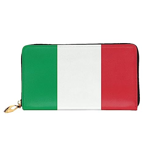 ZYVIA Ledergeldbörse mit italienischer Flagge, lange Clutch, weiches Material, Reißverschluss-Design, Anti-Verlust-Geld, 12 Bankkartenfächer, leicht, wasserdicht und langlebig für das stilvolle von ZYVIA