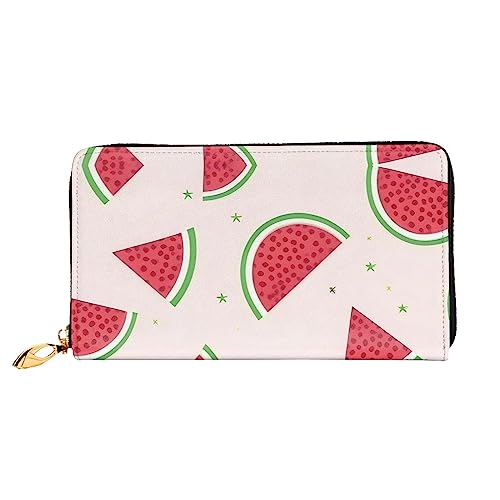 ZYVIA Rosa Wassermelonen-Leder-Geldbörse, lange Clutch-Geldbörse, weiches Material, Reißverschluss-Design, Anti-Verlust-Geld, 12 Bankkartenfächer, leicht, wasserdicht und langlebig für das stilvolle von ZYVIA