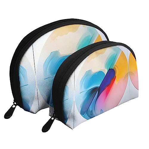 ZYVIA Runde Aquarell Malerei Tragbare Taschen Kupplungstasche,Mutter Und Kind Aufbewahrungstasche,Shell Form Münze Große Kapazität Geldbörse Lagerung Für Kosmetik,Kleine Alltagsgegenstände, von ZYVIA