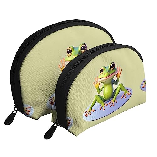 ZYVIA The Funny Frog Doing Yoga Portable Bags Clutch Pouch,Mother And Child Storage Bag,Shell Shape Coin Large Capacity Purse Storage For Cosmetics,Small Everyday Items, Weiss/opulenter Garten, von ZYVIA