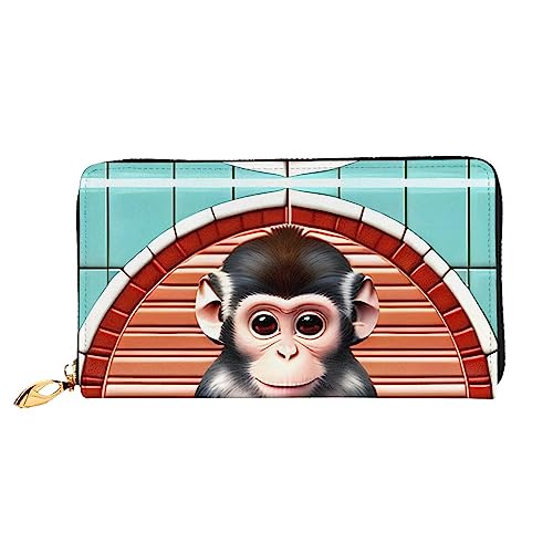 ZYVIA The Silent Monkey Ledergeldbörse, lange Clutch, weiches Material, Reißverschluss-Design, Anti-Verlust-Geld, 12 Bankkartenfächer, leicht, wasserdicht und langlebig für das stilvolle Mädchen, von ZYVIA