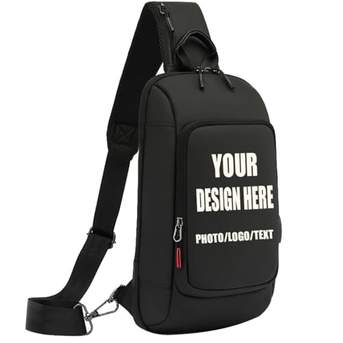 Benutzerdefinierte Brusttaschen für Frauen Männer Personalisierte Umhängetasche mit Ihrem Foto Text Sporttasche Casual Daypack für Reisen Im Freien Wandern Custom,19 * 8 * 33CM von ZYWEHC