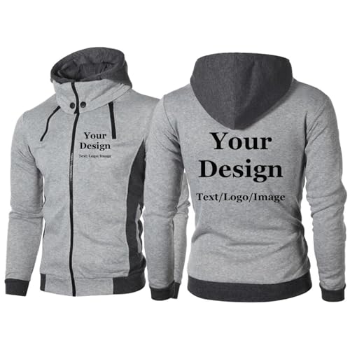 ZYWEHC Personalisierte Text/Bild Hoodie Kapuzenpullover mit Individuellem Logo Entwerfen Sie Ihre Eigene Reißverschluss Jacke Individuelles Herren Sweatshirt Winter Kapuzenmantel Color1,L von ZYWEHC