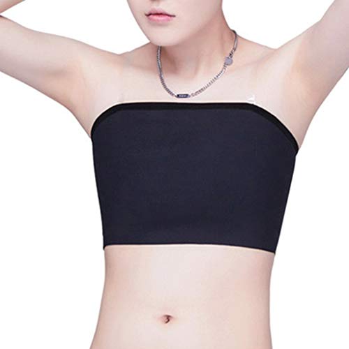 ZYX Brustbinder Wildfang Trans Lesben Tank Top Trägerloses Kurzes Röhrenoberteil Sport-BH Aus Elastischem Netz Frauen Brustwickel (Color : Black, Size : XXXX-Large) von ZYX