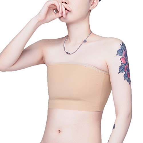 ZYX Brustbinder Wildfang Trans Lesben Tank Top Trägerloses Kurzes Röhrenoberteil Sport-BH Aus Elastischem Netz Frauen Brustwickel (Color : Natural, Size : Medium) von ZYX