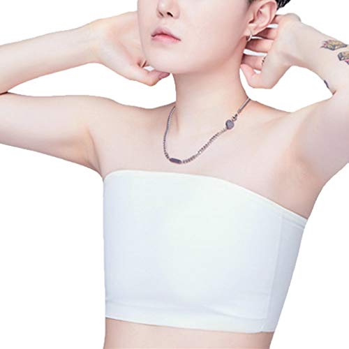 ZYX Brustbinder Wildfang Trans Lesben Tank Top Trägerloses Kurzes Röhrenoberteil Sport-BH Aus Elastischem Netz Frauen Brustwickel (Color : White, Size : Medium) von ZYX