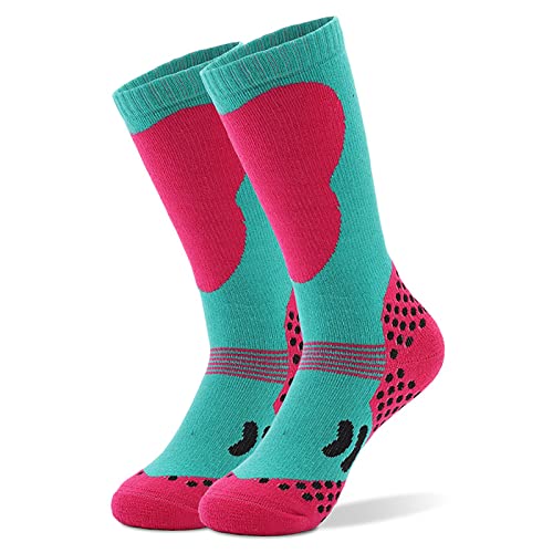 1 Paar Skisocken Kinder Unisex Baumwolle Skistrümpfe Kinder Thermosocken Kinder für Jungen Mädchen,Dicke Verstärkte Kniestrümpfe Winter Sportsocken für Kinder Active Kniehoch Bunt Warm zum Skifahren von ZYXTLY