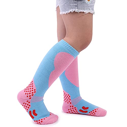 1 Paar Skisocken Kinder Unisex Baumwolle Skistrümpfe Kinder Thermosocken Kinder für Jungen Mädchen,Dicke Verstärkte Kniestrümpfe Winter Sportsocken für Kinder Active Kniehoch Bunt Warm zum Skifahren von ZYXTLY