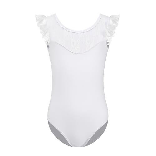 ZYXWVU Ballett Trikot Mädchen Ballett Body Mädchen Kurzarm Gymnastikanzug Trikot für Kinder, R01-weiß, 8-9 Jahr von ZYXWVU