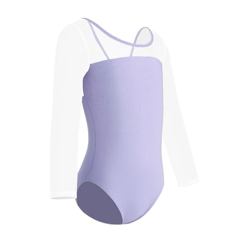 ZYXWVU Ballett Trikot Mädchen Gymnastikanzug Mädchen Ballett Body kinder 3/4 Langarm, AM3000ZX-lila, 10-11 Jahr von ZYXWVU