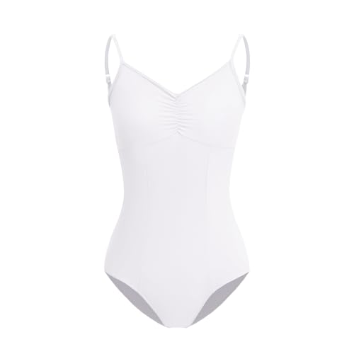 ZYXWVU Ballett Trikot Damen Ärmellos Rückenfrei Ballett Body Tanzbody Damen, C20-weiß,XS von ZYXWVU