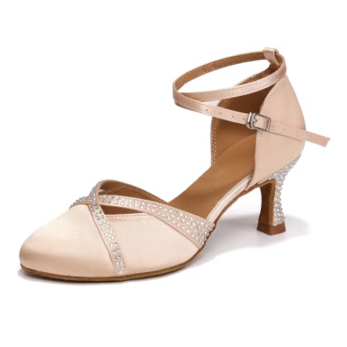 ZYXWVU Damen Latin Tanzschuhe Geschlossen Ballsaal Salsa Latein Tango Leistung Tanzschuhe Nackt, 38.5 EU von ZYXWVU