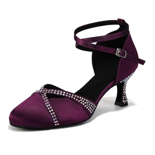 ZYXWVU Damen Latin Tanzschuhe Geschlossen Ballsaal Salsa Latein Tango Leistung Tanzschuhe Violett, 39 EU von ZYXWVU