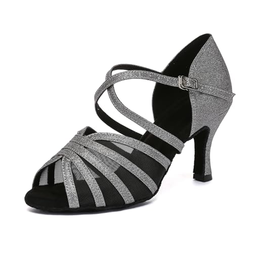 ZYXWVU Damen Tanzen Schuhe Tanzschuhe Offene Zehen Tanzschuhe Professionelle Ballsaal Salsa Schuhe Grau, 36.5 EU ZYXWVU Damen Tanzen Schuhe Tanzschuhe Offene Zehen Tanzschuhe Professionelle Ballsaal Salsa Schuhe Grau, 36.5 EU von ZYXWVU