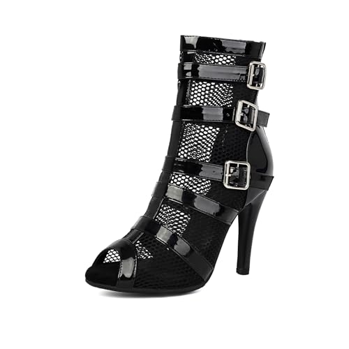 ZYXWVU Latein Salsa Tanzstiefel Damen Stöckelabsatz Bachata Ballsaal Samba Leistung Tanzschuhe Schwarz, 38.5 EU von ZYXWVU