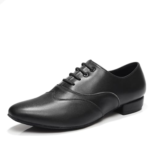 ZYXWVU Tanzschuhe Standard Latein Herren Schnürung Tango Gesellschaftstanz Ballsaal,710PU-Schwarz-2.5cm,43 EU von ZYXWVU