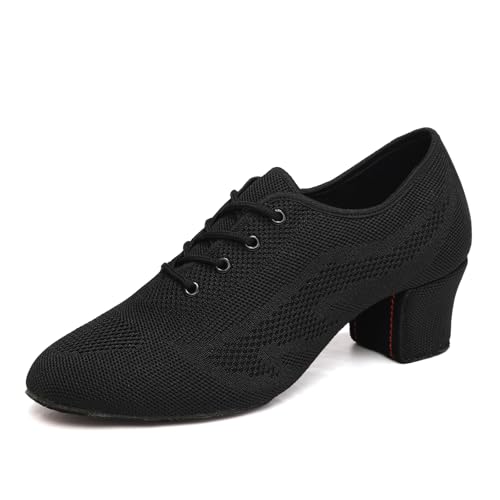ZYXWVU Tanzschuhe für Frauen mit Schnüren Geschlossene Tango Ballsaal Training Lehrleistung,HD01-Schwarz-5cm,38.5 EU von ZYXWVU