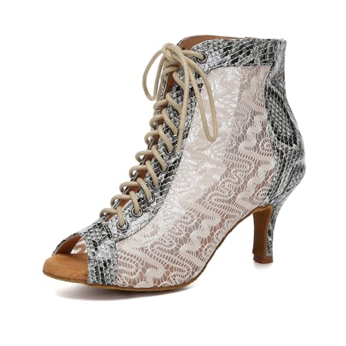 ZYXWVU Tanzstiefel Damen Latein Mesh Offene Zehe Tango Bachata Ballsaal Party Leistung Tanzschuhe Grau, 38.5 EU ZYXWVU Tanzstiefel Damen Latein Mesh Offene Zehe Tango Bachata Ballsaal Party Leistung Tanzschuhe Grau, 38.5 EU von ZYXWVU