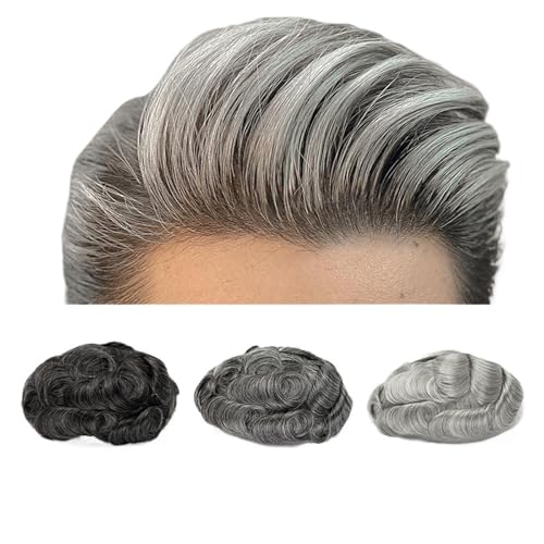 Herren-Perücke V-Loop-Perücke for dünne Haut, for Männer, Toupet, Perücke, natürlicher Haaransatz, Remy-Menschenhaar, grau, 0,03 mm, Kapillarprothesen-Haarsystem for Männer Synthetische Perücken für M Herren-Perücke V-Loop-Perücke for dünne Haut, for Männer, Toupet, Perücke, natürlicher Haaransatz, Remy-Menschenhaar, grau, 0,03 mm, Kapillarprothesen-Haarsystem for Männer Synthetische Perücken für M von ZYYANSHOP