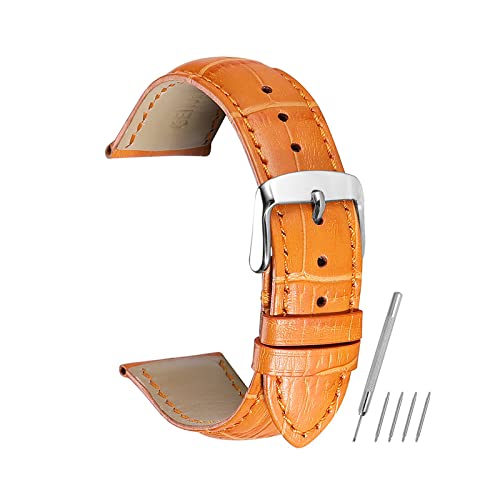 Krokodilmuster Lederarmband 14mm-24mm Herrenuhr Zubehör Uhr Armband + Werkzeug, Orange, 20mm Krokodilmuster Lederarmband 14mm-24mm Herrenuhr Zubehör Uhr Armband + Werkzeug, Orange, 20mm von ZYYMMNN
