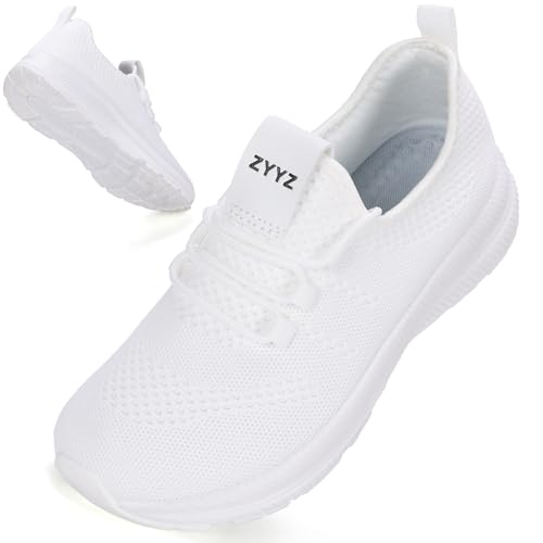 ZYYZ Sneaker mit breiter Passform für Damen, Fußgewölbeunterstützung, extra breite Zehenbox, rutschfeste Straßenlaufschuhe, leichtes Netzgewebe, atmungsaktive Turnschuhe für Fitnessstudio, Fitness von ZYYZ