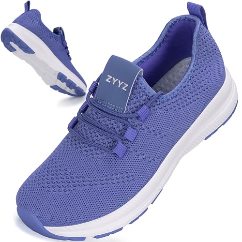 ZYYZ Sneaker mit breiter Passform für Damen, Fußgewölbeunterstützung, extra breite Zehenbox, rutschfeste Straßenlaufschuhe, leichtes Netzgewebe, atmungsaktive Turnschuhe für Fitnessstudio, Fitness von ZYYZ
