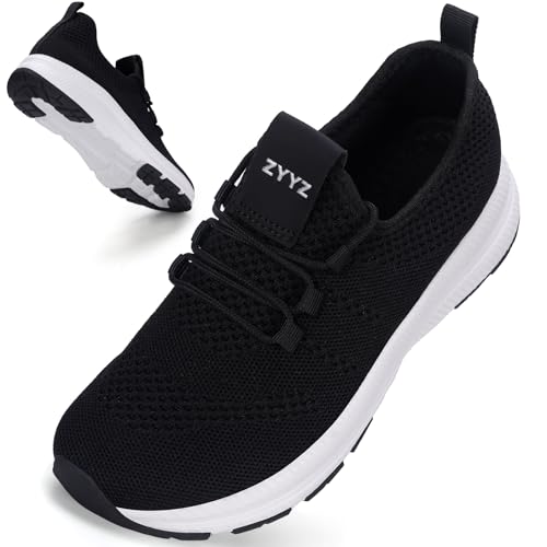ZYYZ Sneaker mit breiter Passform für Damen, Fußgewölbeunterstützung, extra breite Zehenbox, rutschfeste Straßenlaufschuhe, leichtes Netzgewebe, atmungsaktive Turnschuhe für Fitnessstudio, Fitness von ZYYZ