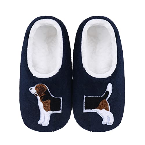 ZYZX Hausschuhsocken Damen Hund Motiv Winter Warme Weiche Niedlich Kuschel Hausschuhe Fleece-lined Lustige Flauschig Stoppersocken mit Antirutsch-Sohle Haussocken Geschenke von ZYZX