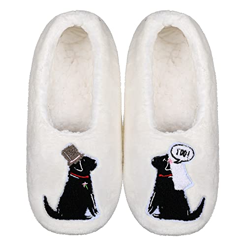 ZYZX Hausschuhsocken Damen Hund Motiv Winter Warme Weiche Niedlich Kuschel Hausschuhe Fleece-lined Lustige Flauschig Stoppersocken mit Antirutsch-Sohle Haussocken Geschenke von ZYZX